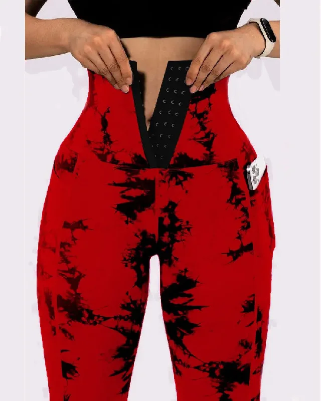 Deal Alert Women's Yoga Sports Patchwork Pocket Tie-dye Leggings