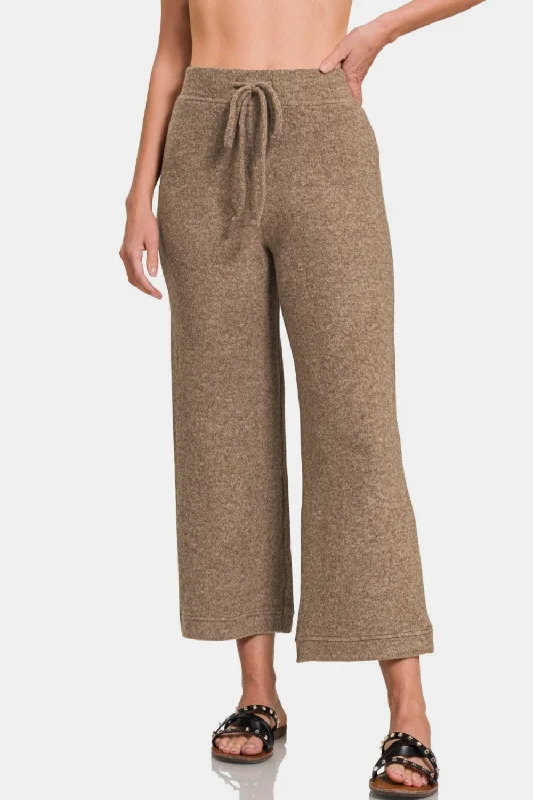 Deal Frenzy Zenana Drawstring Hacci Cropped Pants