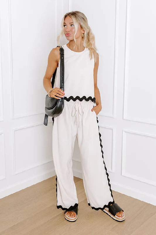 Weekend Savings Galore Urban Chic High Waist Wide Leg Pants in Cream