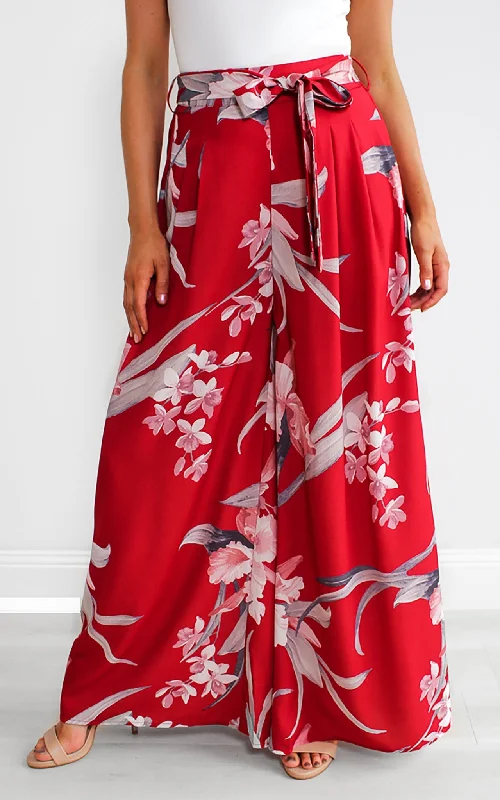 Hot Deal Paradise Lily Pants - Red Floral