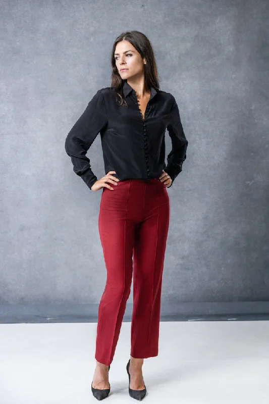 One-DAY Sale Virgin Wool Straight Leg Pant Bordeaux