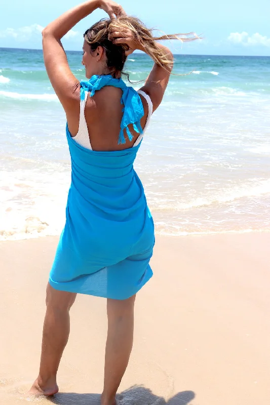 Weekend Shopping Made Better Take Me Away Sarong Plain Aqua Blue