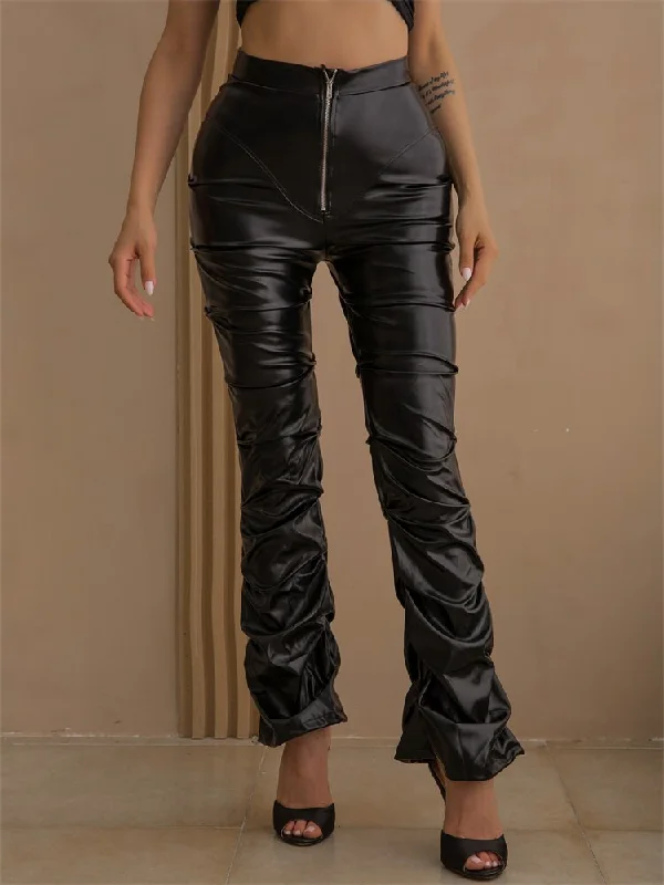Special Savings BerriesJam - 2024 Pleated Sexy Aesthetic High Waist Leather Pants