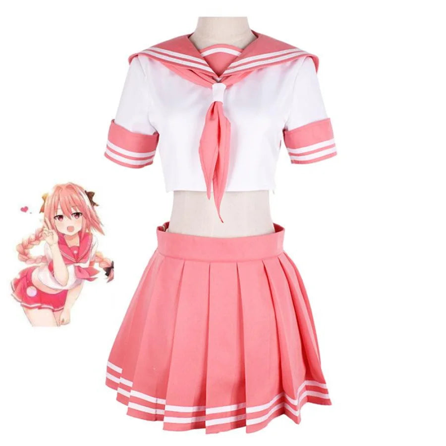 Fate/Grand Order FGO Apocrypha Rider Astolfo JK School Uniform Cosplay Costume mp006140