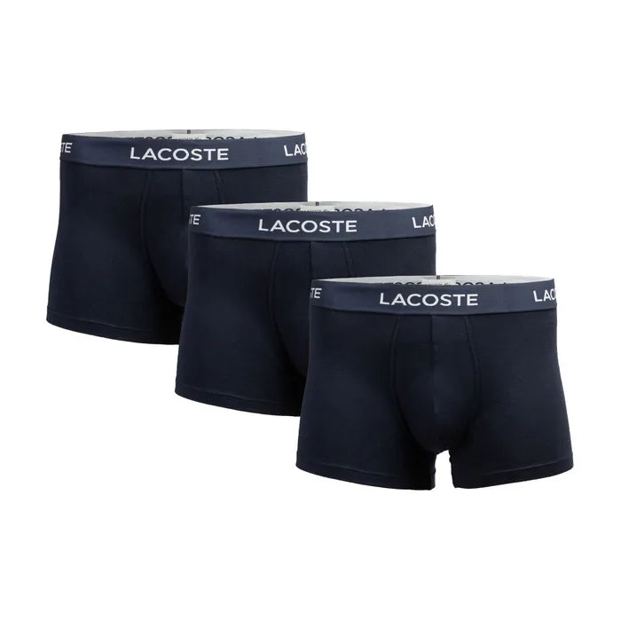 Lacoste 3 Pack Cotton Stretch Trunks - Navy Blue