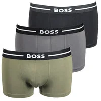 BOSS Men's Bold 3 Pack Trunks - Black/Khaki/Grey