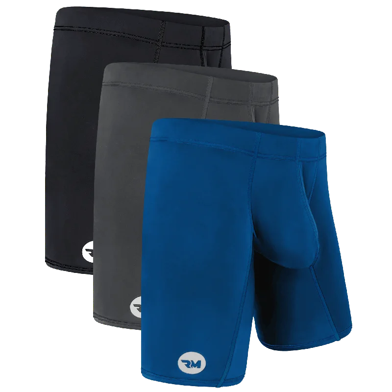 Nylon 6in Boxer Briefs No Fly 3pk Black/Blue/Gray