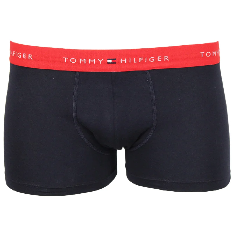 Tommy Hilfiger Men's 3 Pack Cotton Essential Trunks - Blue Ink/Orn Green/Primary Red