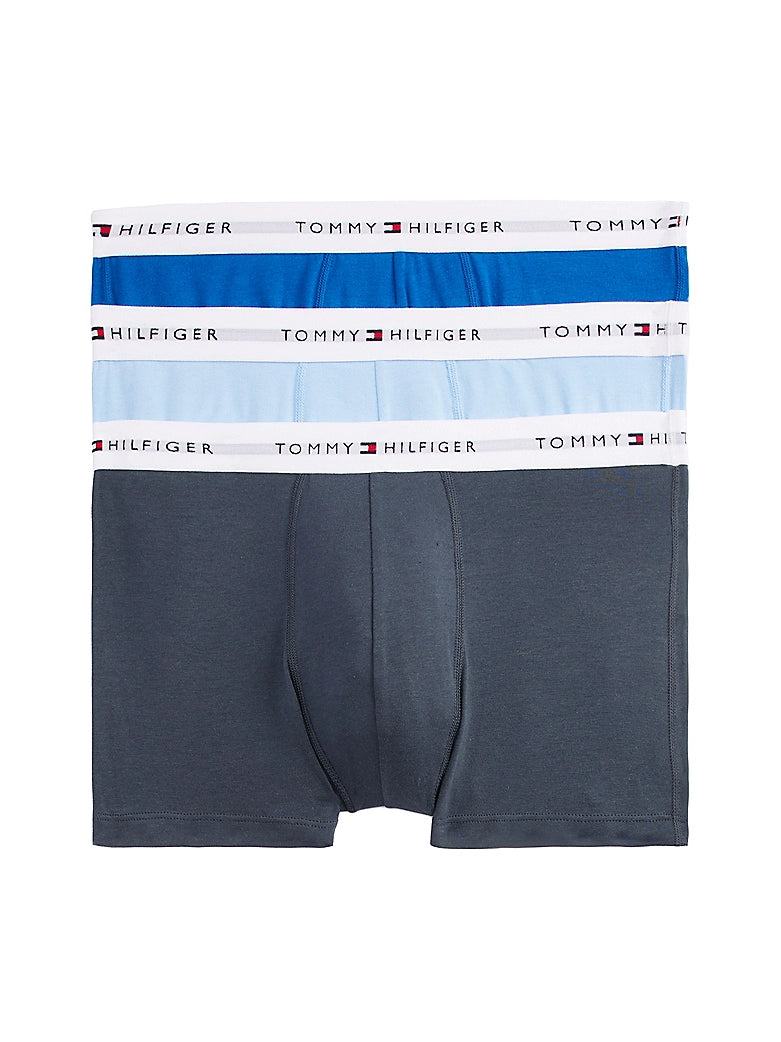 Tommy Hilfiger Men's 3 Pack Cotton Stretch Trunks - Vibrant Indi/Vessel Blue/Mil Denim