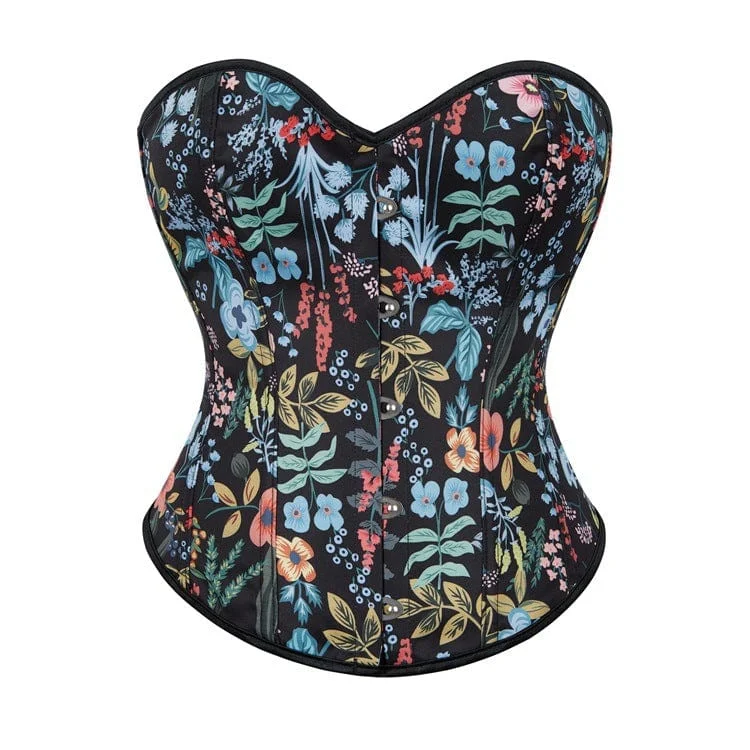 Women's Gothic Floral Printed Overbust Corset