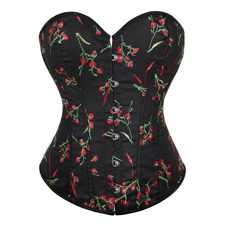 Women's Grunge Floral Embroidered Overbust Corset