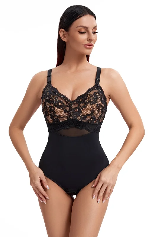 Lace Tummy Control Slimming Thong Bodysuit Shapewear