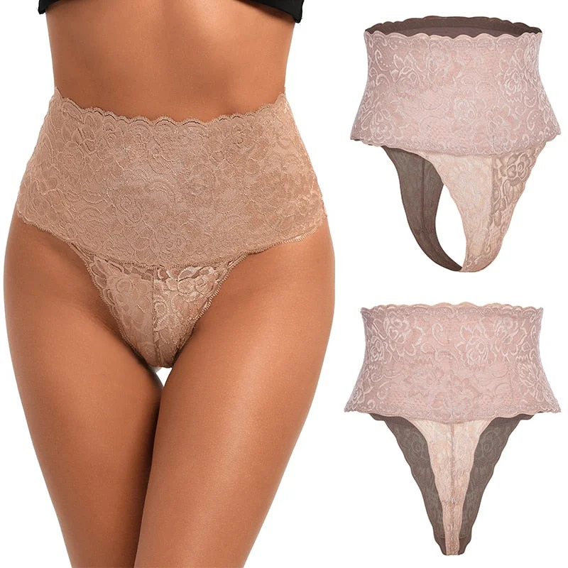 'Diva" Lace Tummy Control High-Waisted Smoothing Thong