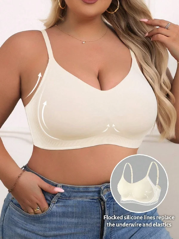 Large-Size Ice Silk U-Neck Wireless Push-Up and Anti-Sagging Bra