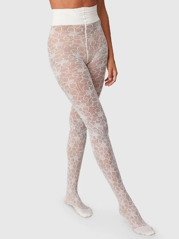 Maja Flower Tights - Ivory